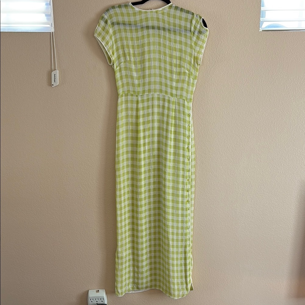 Amlul Southampton Lime Checkered Maxi Dress